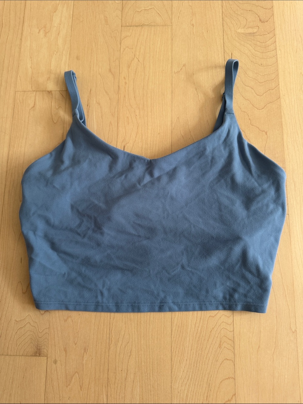 Blue Women's Cropped Tank Top — built in bra and V-Neck Spaghetti-Strap